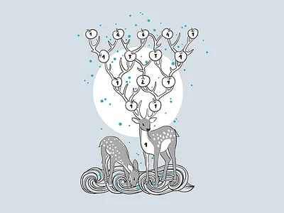 Pascal's triangle animals apples deer drawing illustration math pascal print triangle