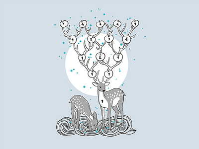 Pascal's triangle animals apples deer drawing illustration math pascal print triangle