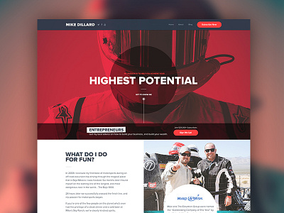 Website Redesign clean design energy entrepreneur facebook landing marketing photography red twitter typography web