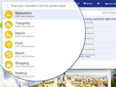 Destination Finder adventure discovery travel web design