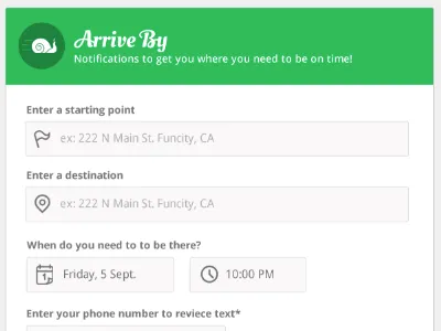 Arrive By arrival design forms green web app