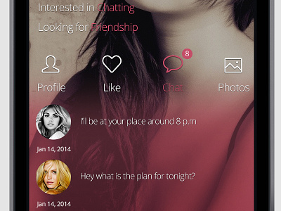 Chat Screen Concept gradients icons line ui ux