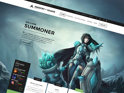 Ministry of League Website Design blue champions gaming league of legends ministry of league summoner taric