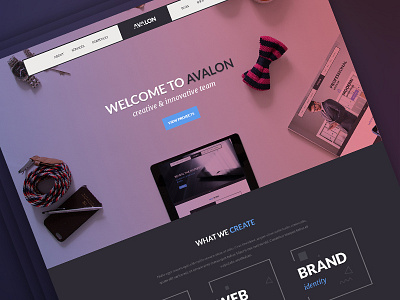Avalon Creative Studio Freebie creative studio dark free psd freebie gradient hero header homepage psd themeforest ui ux web