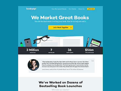 BookPop Landing Page Design agency book landing page one page startup web design