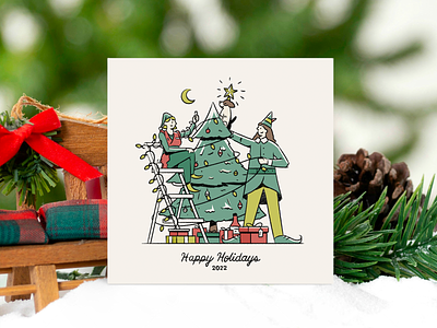 Merry Elfin' Christmas card christmas elf holiday holiday card illustration sketch