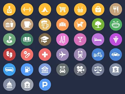 Apple's iOS 8 Spotlight Map Category Icons icons ios ipad iphone maps mobile
