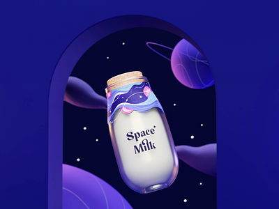 Space Milk 3d abstract behance bottle branding creative design dribbble fantasy graphic design graphicdesigncentral illustration logo logos milk package packaging portfolio render space