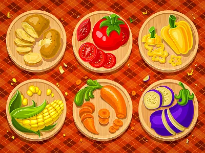 Vegetables carrot cook corn flat kitchen pepper pomodoro potatoes tomato vegetables wood