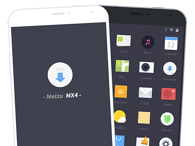 Freebie: MEIZU MX 4 Template meizu flat mx phone psd