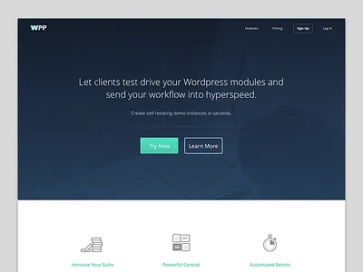 WPP - Initial concept cta features homepage ui wordpress