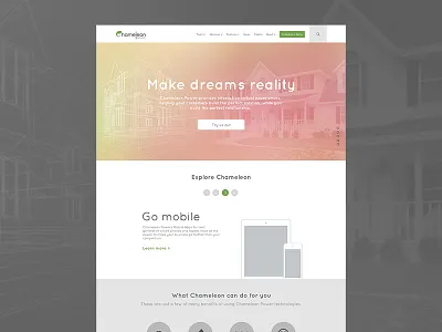 Chameleon Website clean flat interaction landing site ui ux web