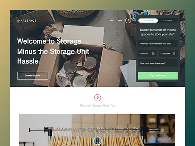 Sharespace app application layout sketch web website