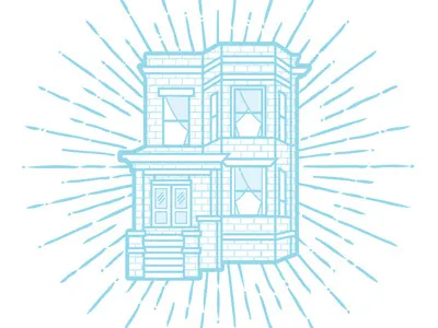 The Story of the Chicago Two Flat aiga blue chicago illustrations poster two flat wbez