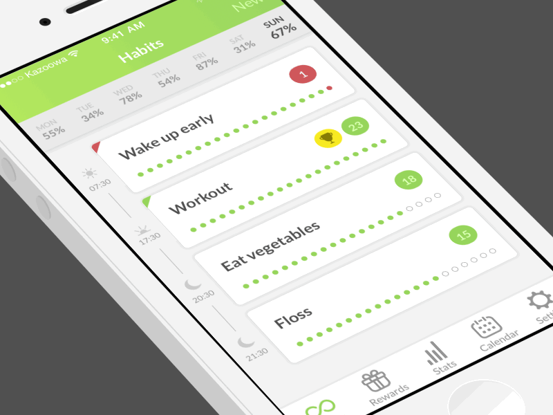 Habits App (Interaction) animation app gif habit interaction interface ios iphone mobile ui