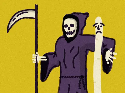 Guinea Worm death editorial grim reaper illustration worm