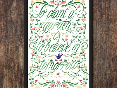 Motivational Poster decorative flowers fresh garden inspire letter motivational pastel poster print quote typography