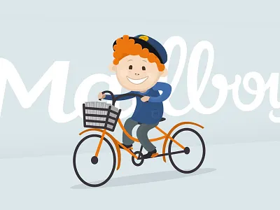 Mailboy bicycle boy character illustration mail mailboy