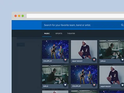 New Onboarding Interface dark interface onboarding seatgeek