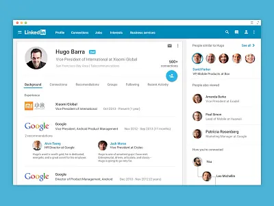 Linkedin for web - Material Design android android l app google linkedin lollipop material design ui ux web
