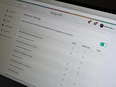 Settings > Notifications mike busby notification settings preferences product design settings toronto user interface web app