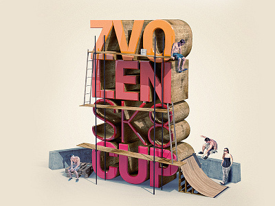 Skateboard cup poster 3d minimalism photo manipulation poster retouch typography