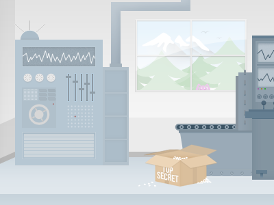 Illustration for a blog header blue box illustration machine