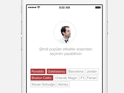 Select Tag football interfacei selection ios8 iphone 6 register select sign up soccer sport app tag ui user