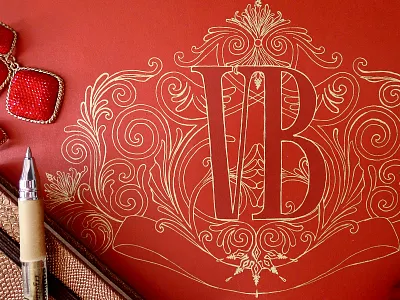 Personal Logo branding classy decorative gold intricate lettering logo logotype luxury red sketch typography