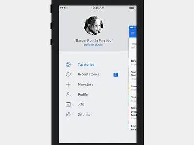 Designer News app designer free hamburger iphone mobile sidemenu