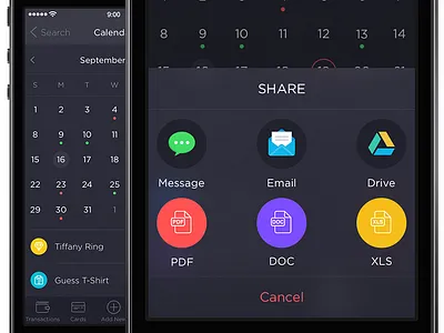 Walle Finance App [Calendar & Share] android app creative finance market ui walle