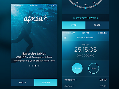 Apnea Freediving App app blue clean concept design flat interface ios iphone photoshop ui ux