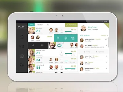 Checks android app apps clean communitty food large point of sales pos restaurant server tablet