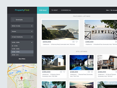 PropertyFind Website architecture clean concept data design minimal property ui ultralinx ux web