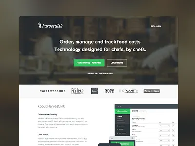 HarvestLink blur devices homepage landing page responsive web