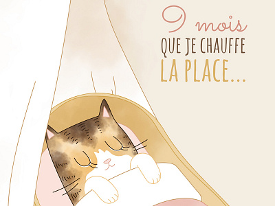 Nine months that I heat the cradle - birth announcement card birth announcement card cat cradle illustration soft sweet vector