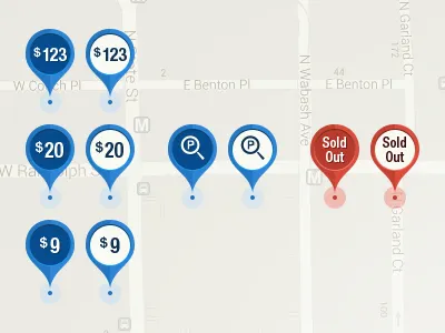 New ParkWhiz Map Markers blue icon map map markers markers red