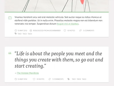 Personal Tumblr Theme - Photo & Quote posts. WIP blog clean green grey merriweather minimal post ptsans quote theme tumblr white