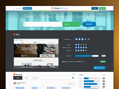 Review... e commerce interface design landing page online shop rating review search website