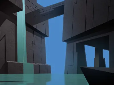 Falls background desing cartoon digital art illustration landscape