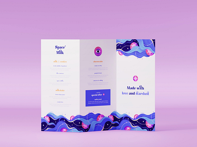Space Milk | Menu Design | 3D & 2D 2d 3d graphic design menu milk package design product design purple space