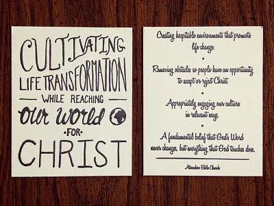 ABChurch Promo Cards lettering letterpress