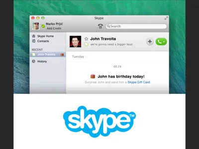 Skype birthday notice app birthday friend john travolta notification skype usability
