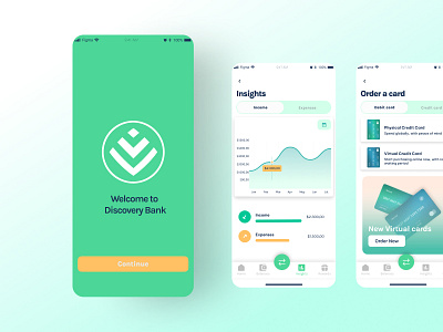 Fintech app | bank app design bank banking figma fintech green insights screen ios mobile app product design ui design ux design welcome screen yellow