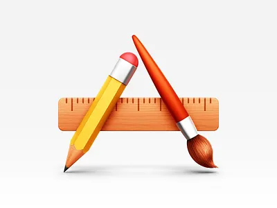 Applications applications brush icon mac metal paintbrush pencil ruler shiny wood