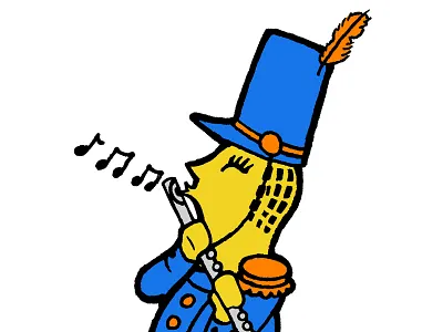 The Merry Marching Lady Flute Player design illustration peanut texture