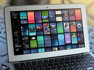 iOS Colored UI Sets app design apple design gallery gui ios 8 ios ui set ipad mini iphone 6 plus iphone 6 ui social statistic ui kit