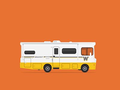 Brave Winnebago flat fun mid century modern old retro rv transportation vector vehicle w winnebago