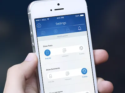 Settings UI follower icons ios mobile notifications pakistan publicly settings ui