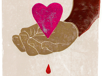 Pierce art blood bright colorful drip editorial hand heart illustration ink print texture